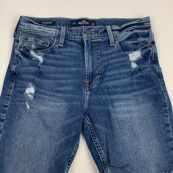 Hollister Skinny Denim Jean Shorts Epic Flex Size 30 Distressed Raw Hem Stretch - Picture 5 of 13